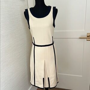 Tory Burch Elegant Cream and Navy Sleeveless Dress